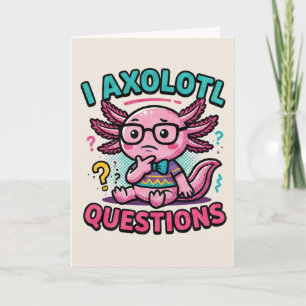 Tarjeta Lindo Preguntas de Ajolote nerd azteca con gafas
