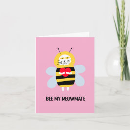 Tarjeta Lindo Pun Amor Gato Abeja Mi Compañero de Alalma