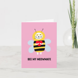 Tarjeta Lindo Pun Amor Gato Abeja Mi Compañero de Alalma
