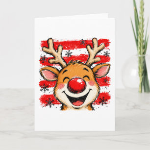 Tarjeta Lindo Reno de Navidad con Rayas
