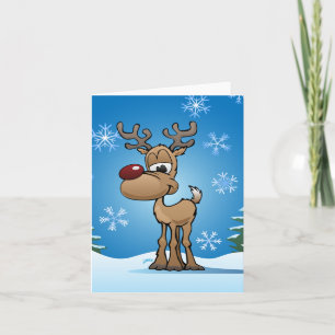 Tarjeta Lindo reno de Navidad de dibujos animados