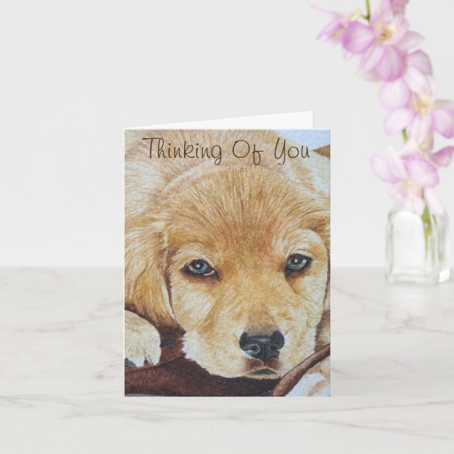 Tarjeta lindo retrato de perro cachorro recuperador de oro (Orquídea)