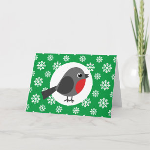 Tarjeta Lindo Robin de dibujos animados con los copos de n