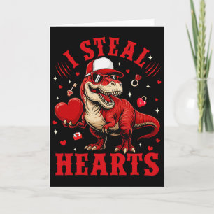 Tarjeta Lindo robo corazones San Valentín chicos dinosauri