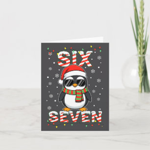 Tarjeta Lindo Seis Siete 67 Pingüino Niños Navidad Fiesta 