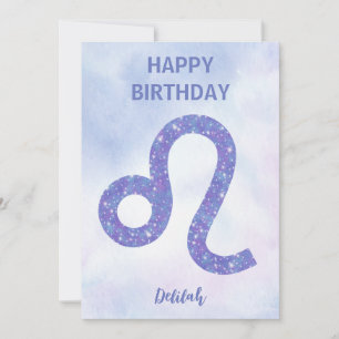 Tarjeta Lindo signo de Leo personalizado cumpleaños feliz
