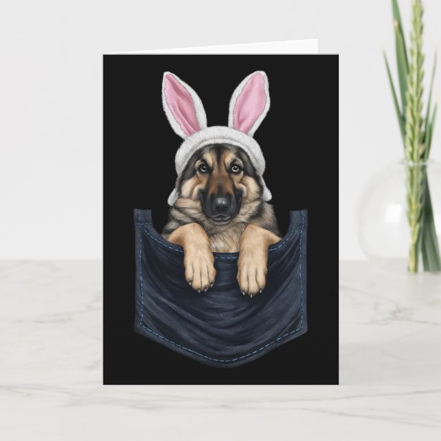 Tarjeta Lindo sombrero de conejo de perro pastor alemán li (Anverso)