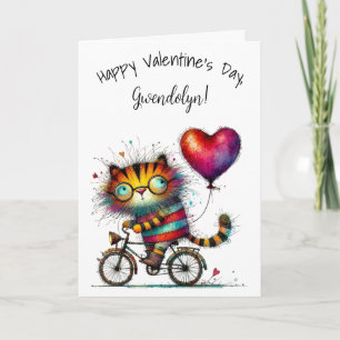 Tarjeta Lindo tigre caprichoso Feliz día de San Valentín