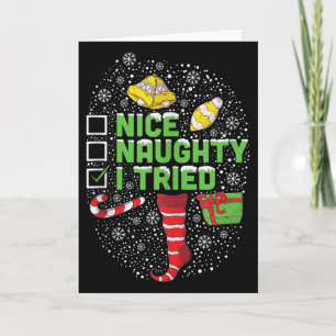 Tarjeta Lindo Travieso Intenté Humor de Navidad Ropa de Na