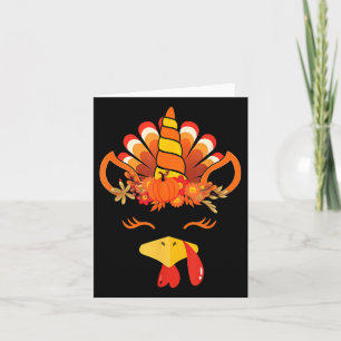 Tarjeta Lindo Unicornio Cara de Pavo Chica Otoño Caída Div
