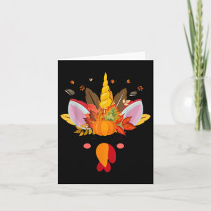 Tarjeta Lindo Unicornio Cara de Pavo Chica Otoño Caída Div