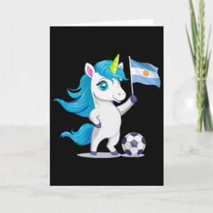 Tarjeta Lindo unicornio de raíces argentinas jugando fútbo