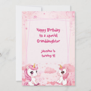 Tarjeta Lindo Unicornio Rosa un Cumpleaños mágico