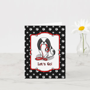 Tarjeta ¡Lindo! ¡Vamos! Perro Chin Japonés (negro y blanco