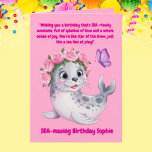 Tarjeta Lindo y colorido León Floral Girly Kids Cumpleaños<br><div class="desc">"¡Haga un chapuzón con esta adorable tarjeta de felicitación de cumpleaños! Con un lindo y colorido león marino con acentos florales, esta tarjeta es perfecta para una celebración de cumpleaños de estilo juvenil inspirada en el océano. Añade tu propio mensaje de personalizado para hacerlo extra especial y adaptado sólo para...</div>
