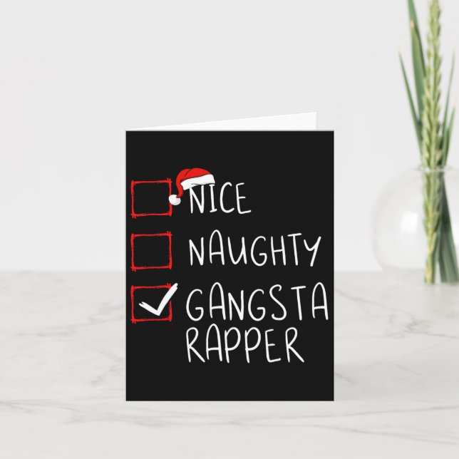 Tarjeta Lindo y travieso Navidades raperos de Gangsta List (Anverso)