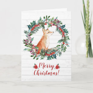 Tarjeta Lindo zorro de bosque Navidad