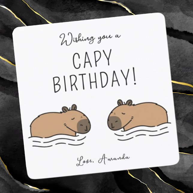 Tarjeta Lindos capibaras nadando Cumpleaños de capibara (Subido por el creador)