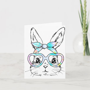 Tarjeta Lindos conejos cara de conejo gafas de teñido de n
