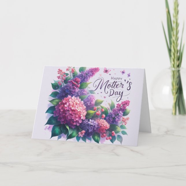 Tarjeta Lindos Lilios Día de la Madre Floral "Mamá"  (Anverso)