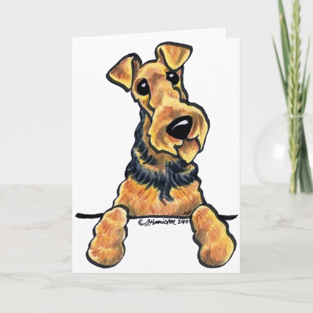 Tarjeta Línea arte de Airedale Terrier (Anverso)