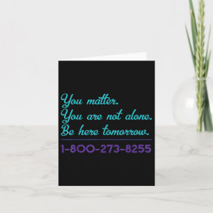 Tarjeta Línea directa sobre el suicidio 1-800-273-8255 Sen