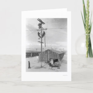 Tarjeta Línea equipo en el trabajo en Manzanar 1943