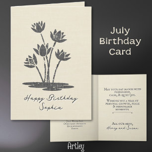 Tarjeta Lino de flores de nacimiento de Lily de Agua Estam