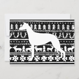 Tarjeta Linocut Navidades de Fairisle Sighthound
