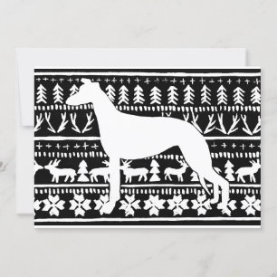 Tarjeta Linocut Navidades de Fairisle Sighthound