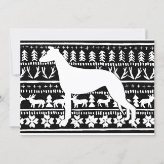 Tarjeta Linocut Navidades de Fairisle Sighthound