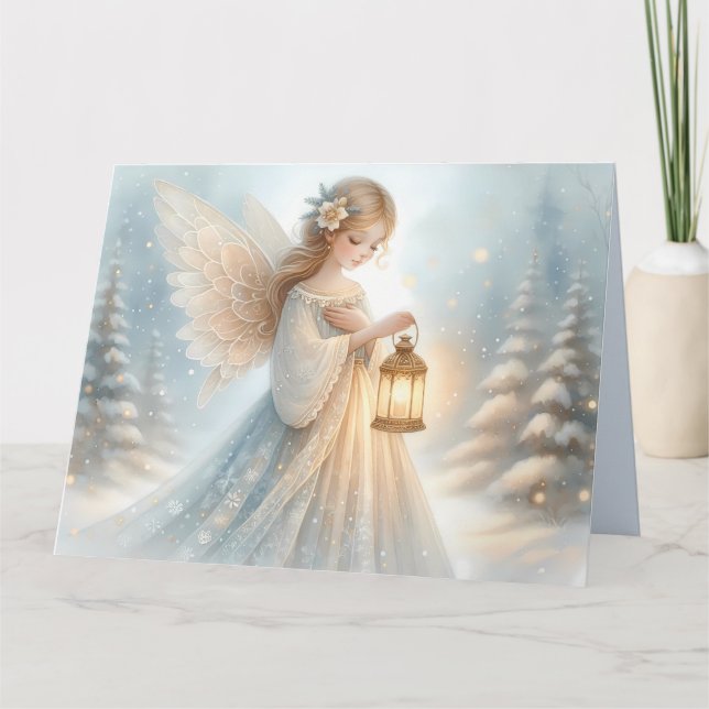 Tarjeta Linterna Angelical Celestial de Invierno de Consue (Anverso)