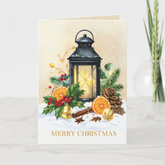 Tarjeta Linternas Navideñas Acogedoras Feliz Navidad Fiest
