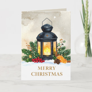 Tarjeta Linternas Navideñas Acogedoras Feliz Navidad Fiest