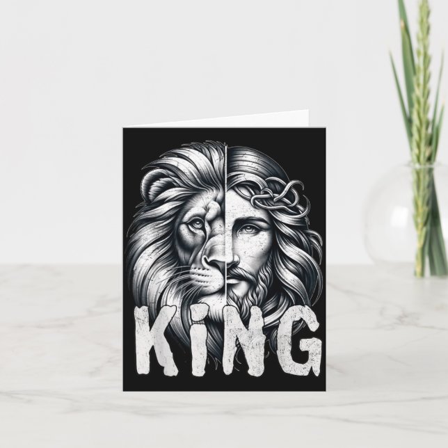 Tarjeta Lion And Jesus King Christian Faith Design  (Anverso)