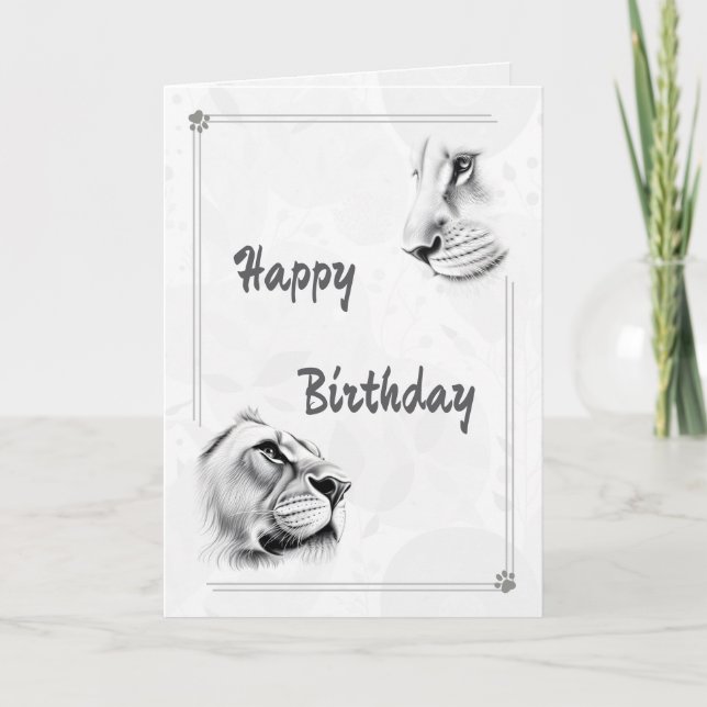 Tarjeta Lion Lioness Wildlife Inspiration Birthday (Anverso)