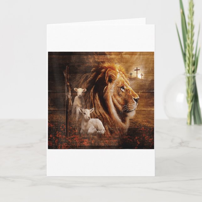 Tarjeta Lion Of Judah Lamb God Cross Jesus Light God  (Anverso)
