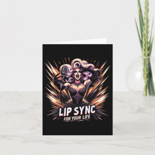 Tarjeta Lip Sync For Your Life Drag Queen Funny Graphic Te