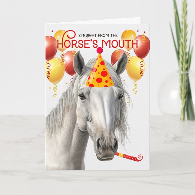 Tarjeta Lipizzaner White Horse Funny Cumpleaños (Anverso)