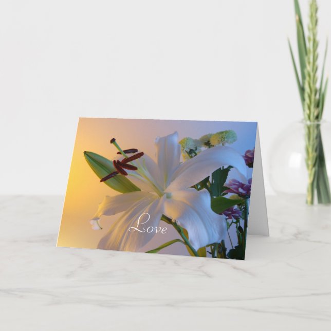 Tarjeta Lirio blanco, flor. (Anverso)