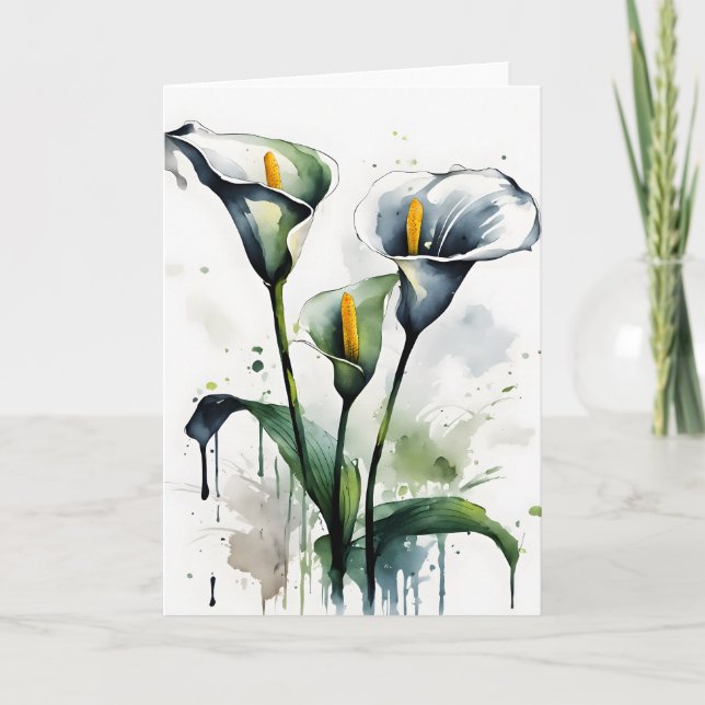 Tarjeta Lirio Calla - Flores de acuarela (Anverso)