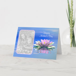 Tarjeta Lirio de agua del rosa del día de madre (marco de