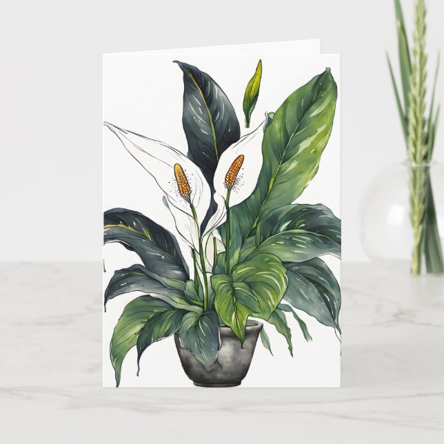 Tarjeta Lirio de la paz - Flores de acuarela (Anverso)