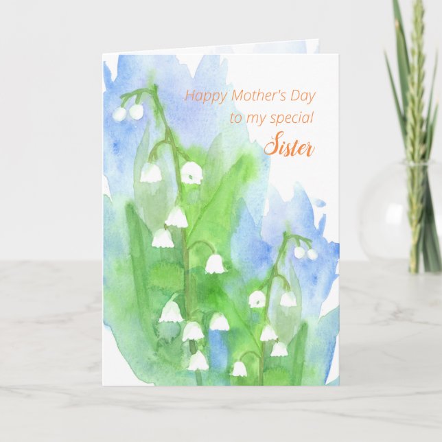 Tarjeta Lirio de los valles feliz de la hermana del día de (Anverso)