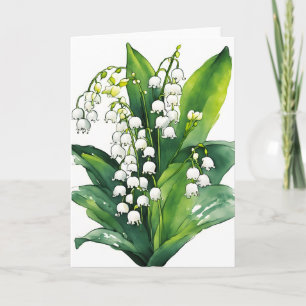 Tarjeta Lirio de los valles - Flores de acuarela