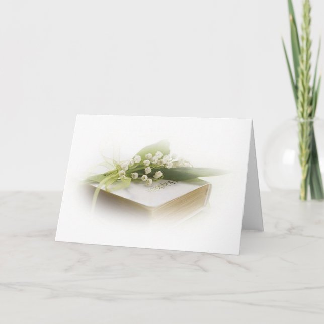 Tarjeta lirio del valle con biblia (Anverso)