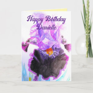 Tarjeta Lirio púrpura Flor acuarela Floral Cumpleaños