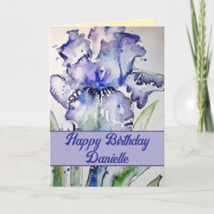 Tarjeta Lirio púrpura Flor acuarela Floral Cumpleaños