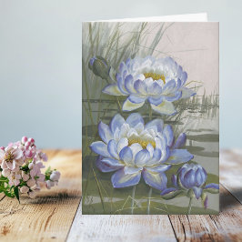 Tarjeta Lirios de agua Ellis Rowan Blue Cloud Flores Vinta