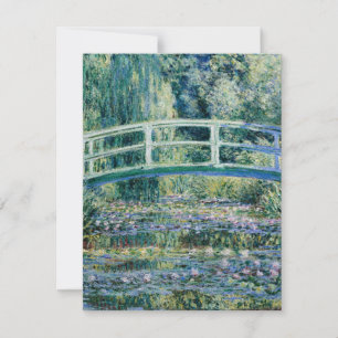 Tarjeta Lirios de agua y puente japonés